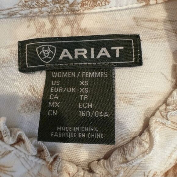 Ariat Clarion Blouse Lightweight Viscose Toile Western Print Ruffles Size XS - Picture 8 of 16